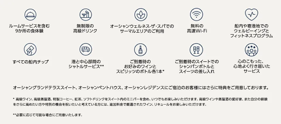クルーズ料金に含まれるもの